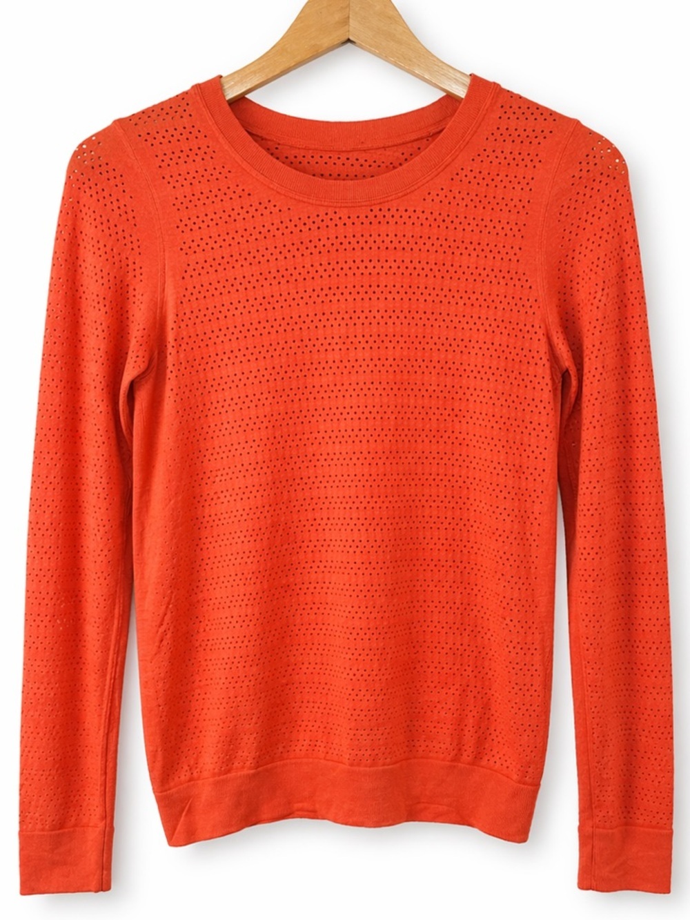 Lululemon Breeze By Long Sleeve Running Shirt Orange Perforated Seamless Size 4 - Picture 1 of 5